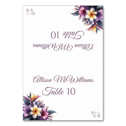 Trouwplaats kaart-Tropisch Bloemen-Vlees- Kaart (Voorkant)