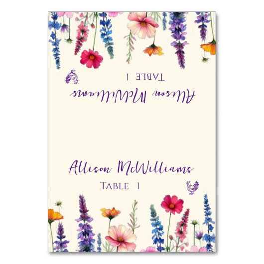 Trouwplaats kaart-Wildflower Symfonie -Pluimvee Kaart (Voorkant)