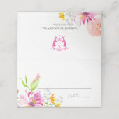 Trouwplaats kaarten Monogram roze bloemen Plaatskaartje (Buitenkant ongevouwen)