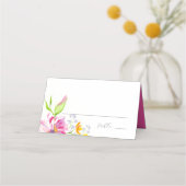 Trouwplaats kaarten Monogram roze bloemen Plaatskaartje (Voorkant)