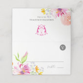 Trouwplaats kaarten Monogram roze bloemen Plaatskaartje (Buitenkant ongevouwen)