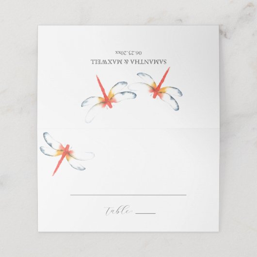 Trouwplaats Kaarten Rode libellen Plaatskaartje (Buitenkant ongevouwen)