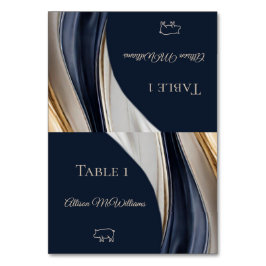 Trouwplaats kaarten-Varkenspictogram-Blauw Wit Gou Kaart