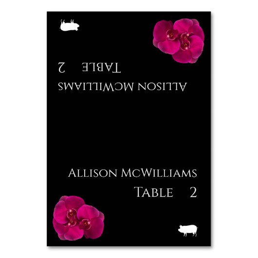 Trouwplaats kaarten-Varkenspictogram-zwart Fuchsia Kaart (Voorkant)