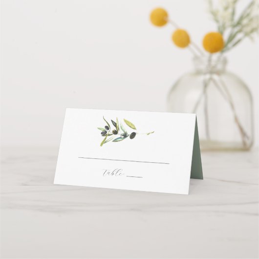 Trouwplaats Kaarten Waterverf Olijftak Plaatskaartje (Voorkant)