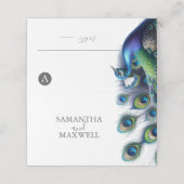 Trouwplaats Kaarten Waterverf Peacock Plaatskaartje (Buitenkant ongevouwen)