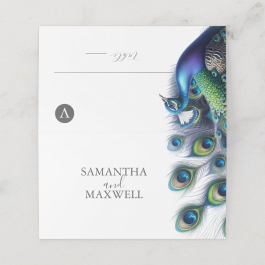 Trouwplaats Kaarten Waterverf Peacock Plaatskaartje (Buitenkant ongevouwen)