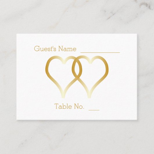 Trouwplaats setting Kaart Gold Hearts Plaatskaartje (Voorkant)