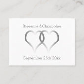 Trouwplaats setting Kaart Silver Hearts Plaatskaartje (Achterkant)