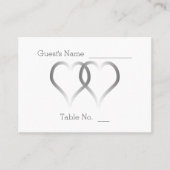 Trouwplaats setting Kaart Silver Hearts Plaatskaartje (Voorkant)