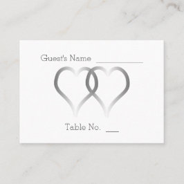 Trouwplaats setting Kaart Silver Hearts Plaatskaartje