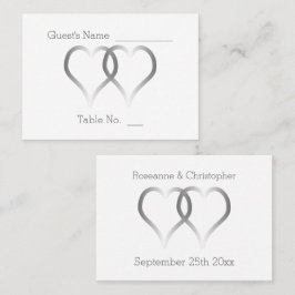 Trouwplaats setting Kaart Silver Hearts Plaatskaartje