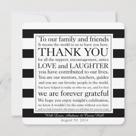 Trouwplaats Setting Place Card Bedankbericht Kaart (Voorkant)