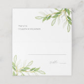 Trouwplaatskaarten Elegante Waterverf groen Plaatskaartje (Buitenkant ongevouwen)