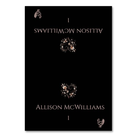 Trouwplaatskaarten-Kip Icon-Roos Gouden Bloemen Kaart (Voorkant)