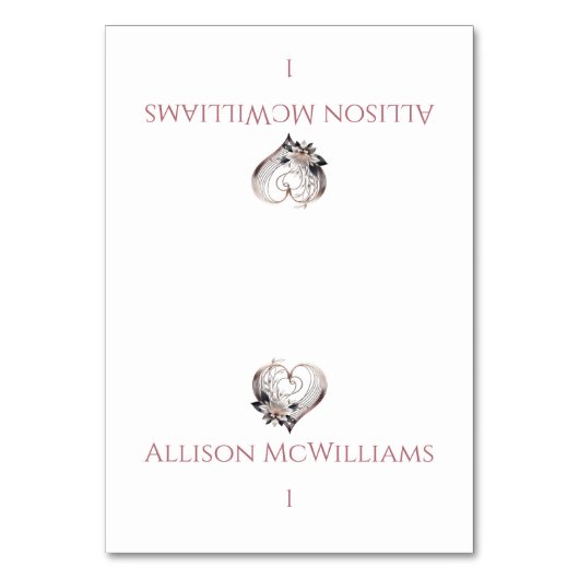 Trouwplaatskaarten - Modern Roze Hart met Bloemen Kaart (Voorkant)