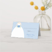 Trouwplaatskaarten (pastelblauwe trouwjurk) plaatskaartje (Voorkant)