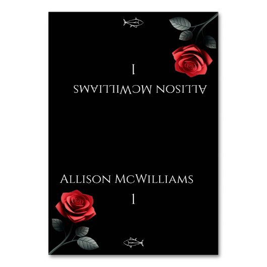 Trouwplaatskaarten - Single Red Rose-Fish Kaart (Voorkant)