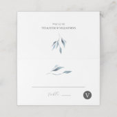 Trouwplaatskaarten stoffige blauwe botanicals plaatskaartje (Buitenkant ongevouwen)