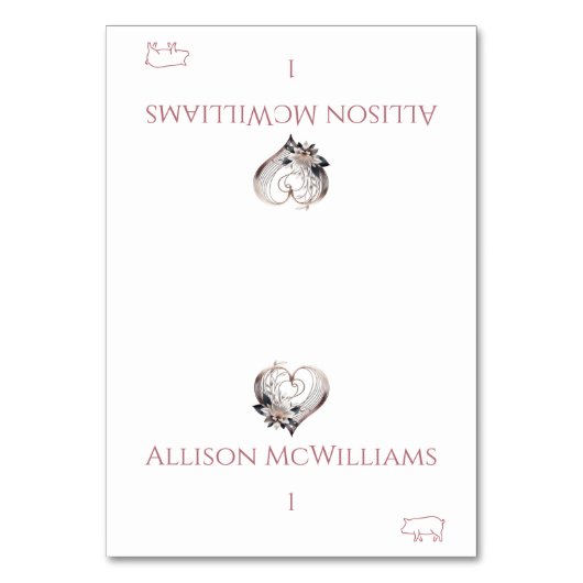 Trouwplaatskaarten-Varkensicoon-Modern Roze Hart Kaart (Voorkant)