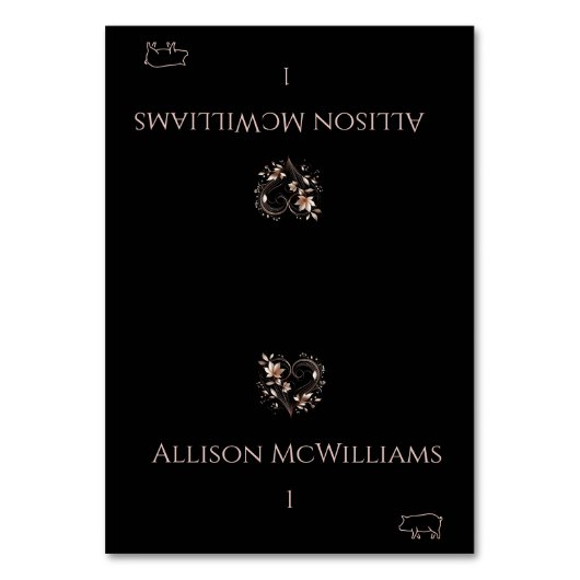 Trouwplaatskaarten-Varkensicoon-Roos Gouden Bloeme Kaart (Voorkant)