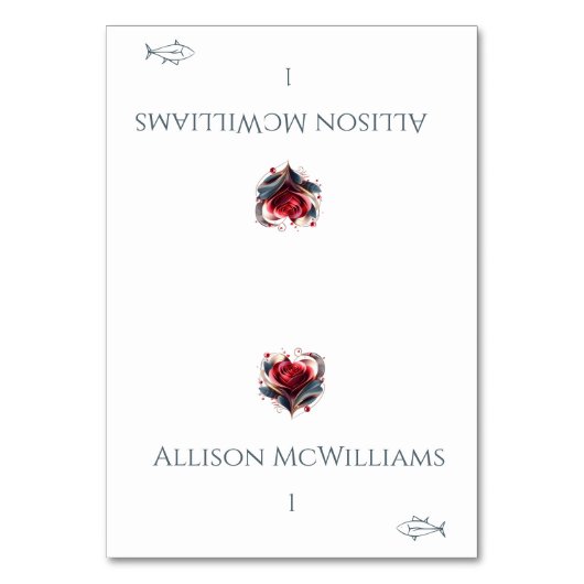 Trouwplaatskaarten-Vispictogram-Hartvormig Roos Kaart (Voorkant)