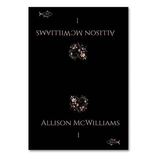 Trouwplaatskaarten-Vispictogram-Roos Gouden Bloeme Kaart (Voorkant)