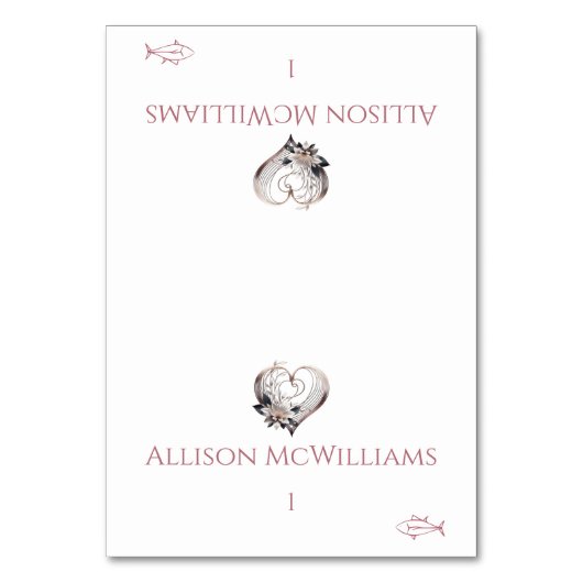 Trouwplaatskaarten-Vispictogram-Roze Hart Kaart (Voorkant)