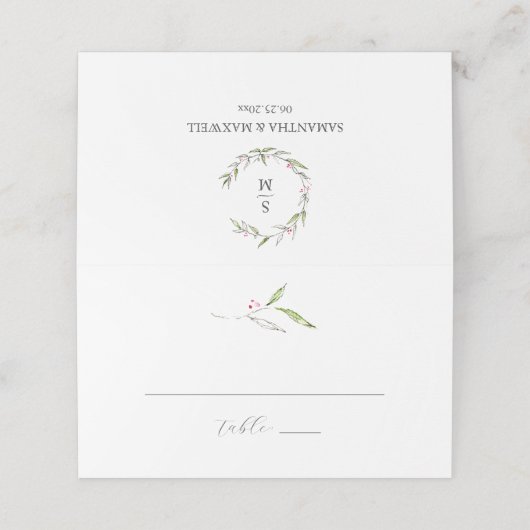 Trouwplaatskaarten Winter Botanicals Plaatskaartje (Buitenkant ongevouwen)