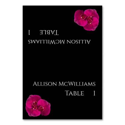 Trouwplaatskaarten—Zwart Fuchsia Wit Kaart (Voorkant)