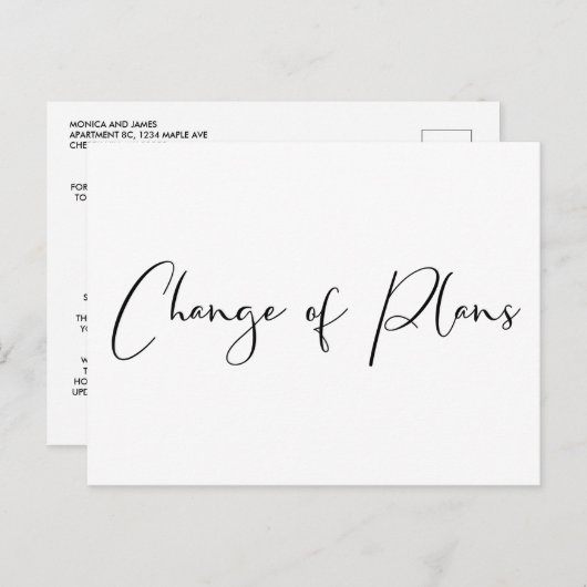 Trouwplannen Gewijzigd Elegant Aankondigingskaart (Voorkant / Achterkant)