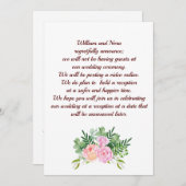 Trouwplannen gewijzigd, met roze roos pioenroos aankondiging (Voorkant / Achterkant)