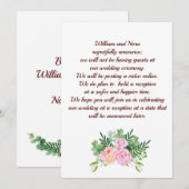 Trouwplannen gewijzigd, Met Roze Rose Pioenroos Aankondiging (Voorkant / Achterkant)