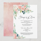 Trouwplannen Gewijzigd Roze Bloem Kaart (Voorkant / Achterkant)