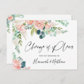 Trouwplannen Gewijzigd Roze Bloem Nieuwe Datum Aankondigingskaart (Voorkant / Achterkant)