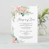 Trouwplannen Gewijzigd Roze Bloemen Kaart (Staand voorkant)