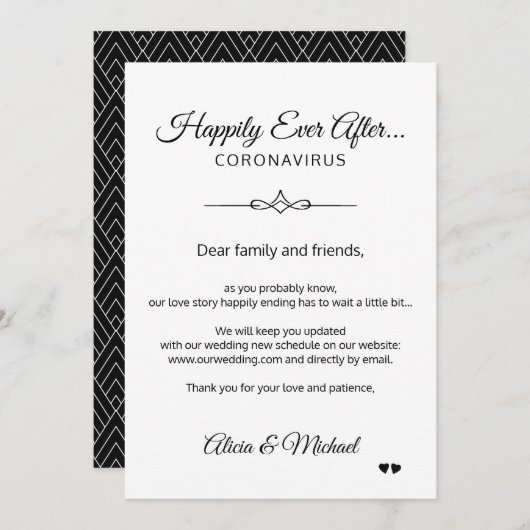 Trouwplannen gewijzigd vanwege corona virus kaart (Voorkant / Achterkant)