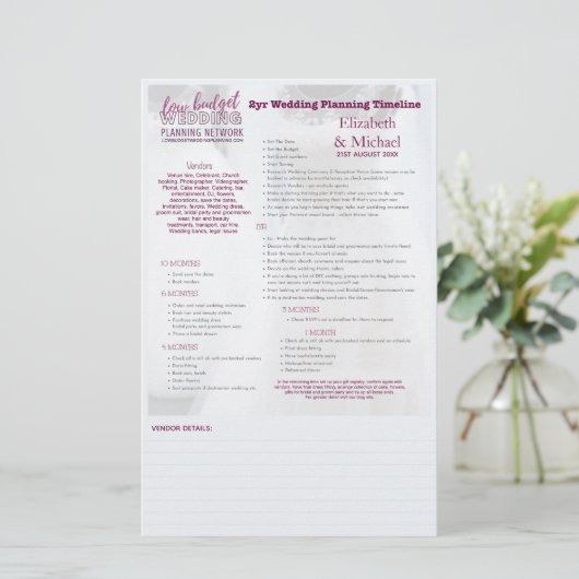 Trouwplanner 2jr Tijdschema Gepersonaliseerde Prin (Staand voorkant)