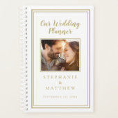 Trouwplanner Aangepaste Foto Elegant Goud & Wit Planner (Voorkant)