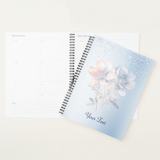 Trouwplanner Blauwe Roze Bloemen Planner (Display)