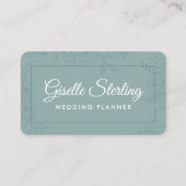 Trouwplanner Groen Teal Bloem Visitekaartje (Voorkant)