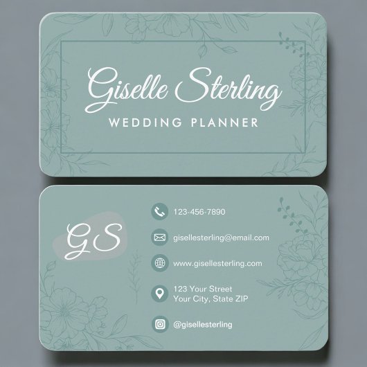Trouwplanner Groen Teal Bloem Visitekaartje