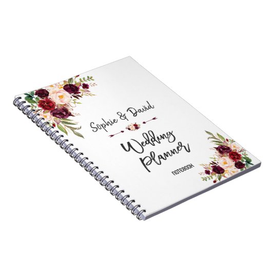 Trouwplanner met handgeschreven tekst en bloemen i notitieboek (Rechterzijde)