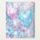 Trouwplanner met roze aqua harten en bloemen planner (Achterkant)