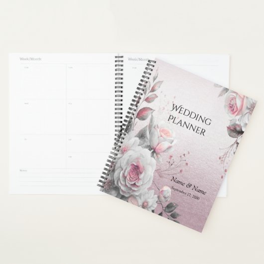 Trouwplanner met roze witte bloemen planner (Display)