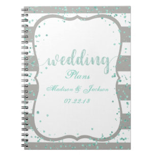 Trouwplanner met strepen in elke kleur & mint conf notitieboek