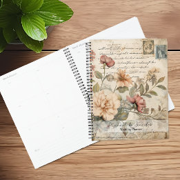 Trouwplanner met vintage bloemmotief en junk journ planner