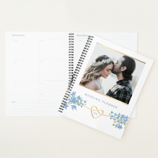 Trouwplanner met wilde bloemen in stoffig blauw planner (Display)