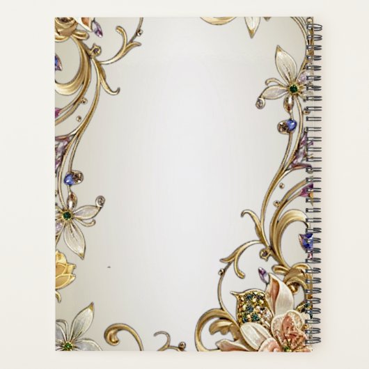 Trouwplanner met witte gouden bloemen planner (Achterkant)
