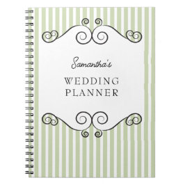 Trouwplanner notitieboek met groene strepen vintag